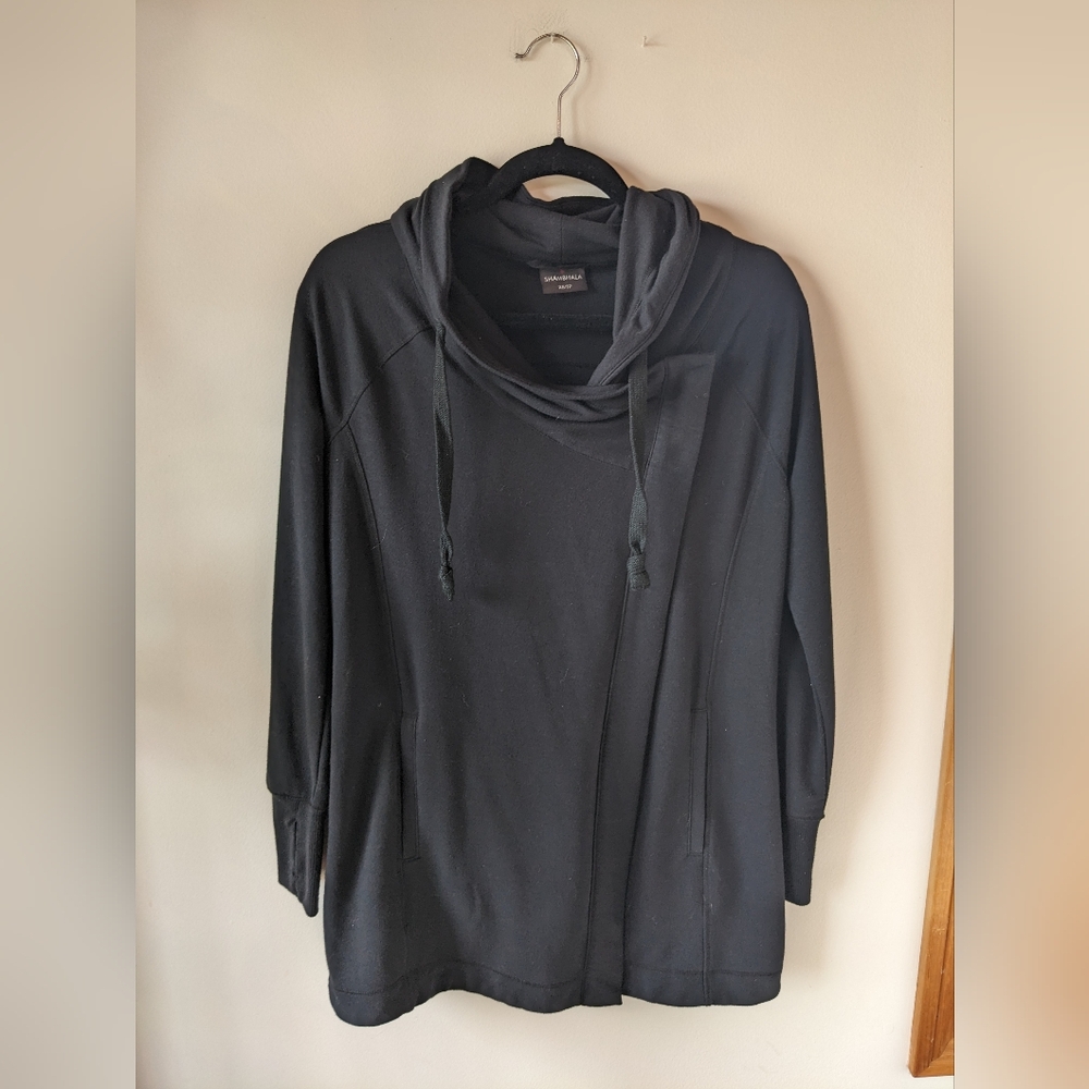 Shambhala Black Yoga Cowl Neck Hoodie Sweater - Size XS